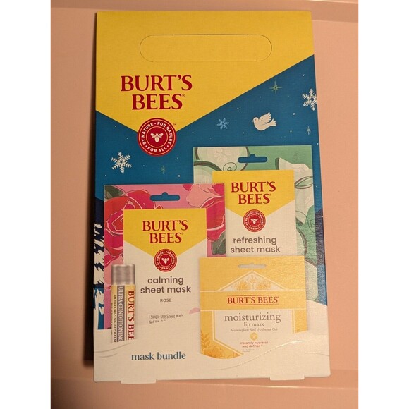 Burt's Bees Mask Bundle Face Sheet Mask, Lip Mask and Lip Balm Gift Set, Natural - Picture 1 of 2